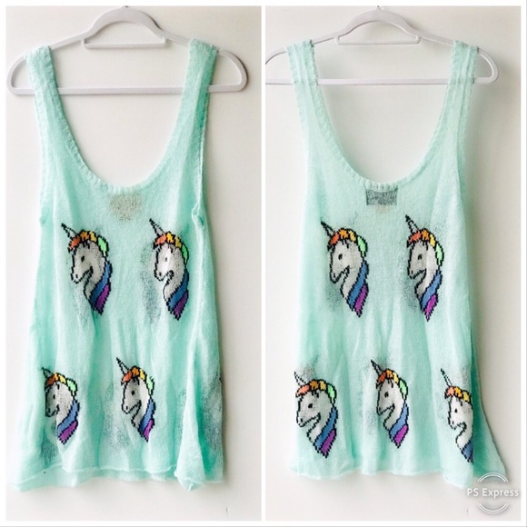 Wildfox Baby Blue Unicorn  Sweater Vest - Picture 1 of 7